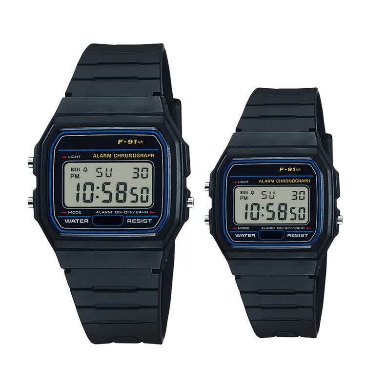 ست ساعت مچی زنانه و مردانه کاسیو CASIO F-91W-1D ساخت مالزی