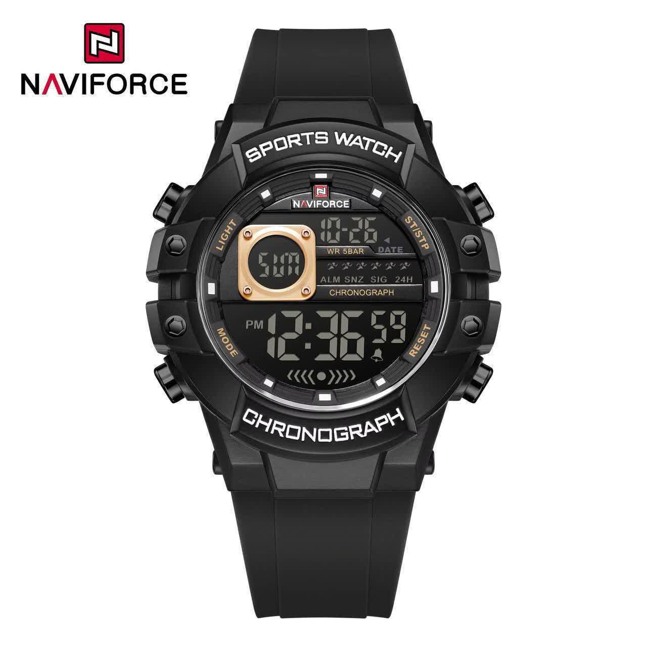 ساعت مچي مردانه ديجيتال نيوي فورس NAVIFORCE مدل Nf6102بند مشکي