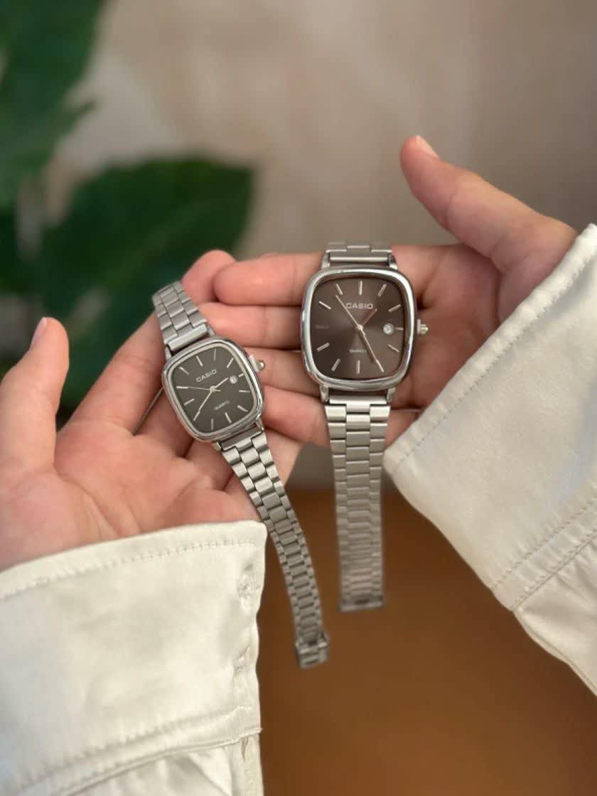 ست ساعت مچی زنانه و مردانه کاسيو اولدمانی CASIO صفحه مشکی ژاپنی