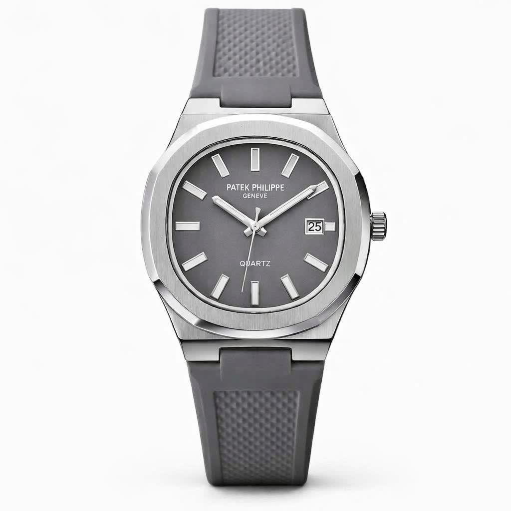 ساعت مچی عقربه ای مردانه پتک فيليپ PATEKPHILIPPE طوسی نقره ای