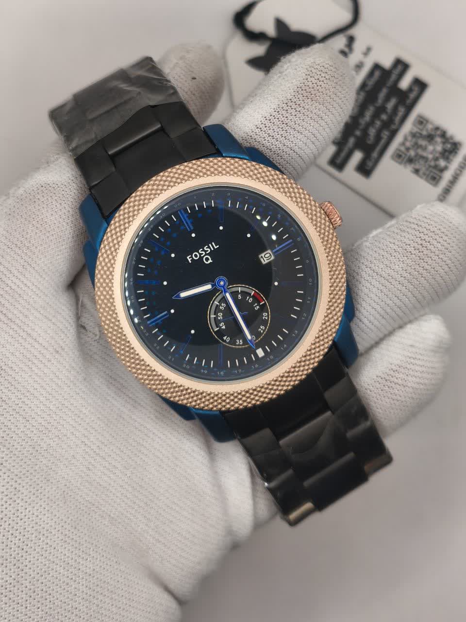 ساعت مچي مردانه برند فسيل کيفيت بالا FOSSIL مشکي + هديه