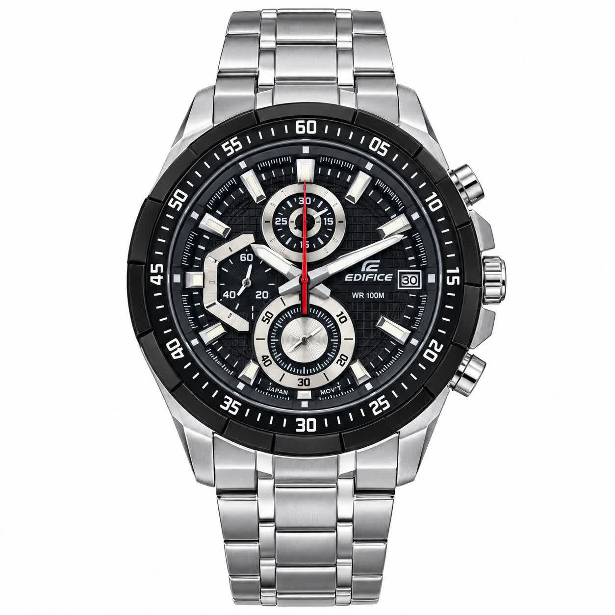 ساعت مچی سه موتوره مردانه کاسیو ادیفایس CASIO EDIFICE صفحه مشکی موتور ژاپن