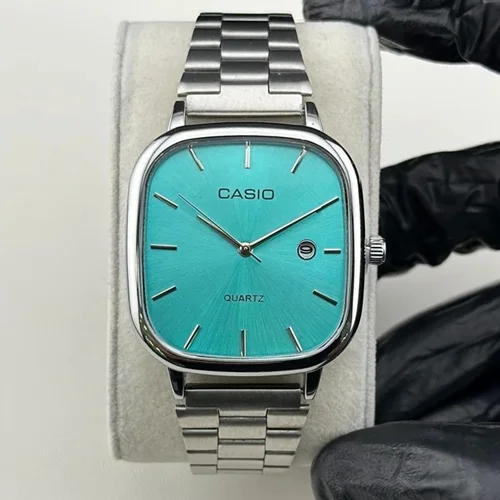 ساعت مچی مردانه کوارتز کاسیو CASIO اولد مانی صفحه فیروزه ای