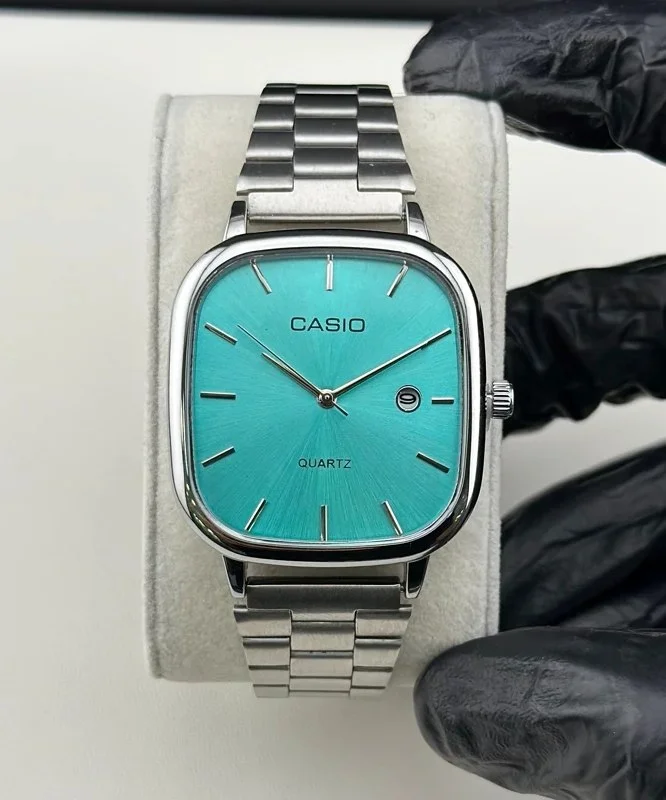 ساعت مچی مردانه کوارتز کاسیو CASIO اولد مانی صفحه فیروزه ای