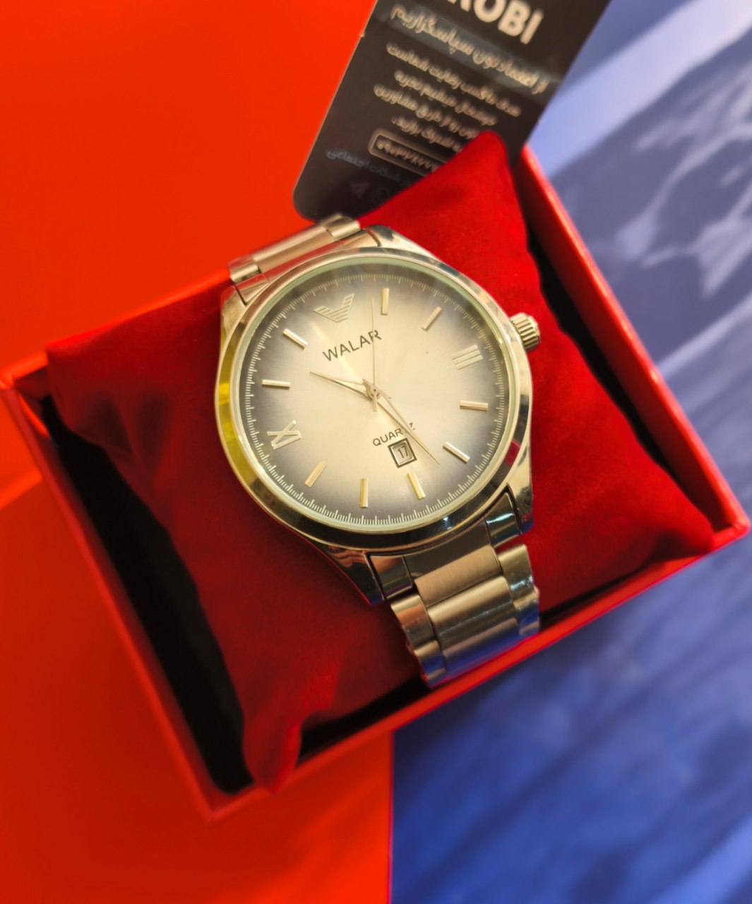 ساعت مچی مردانه کوارتز طرح آرمانی برند والار WALAR استیل