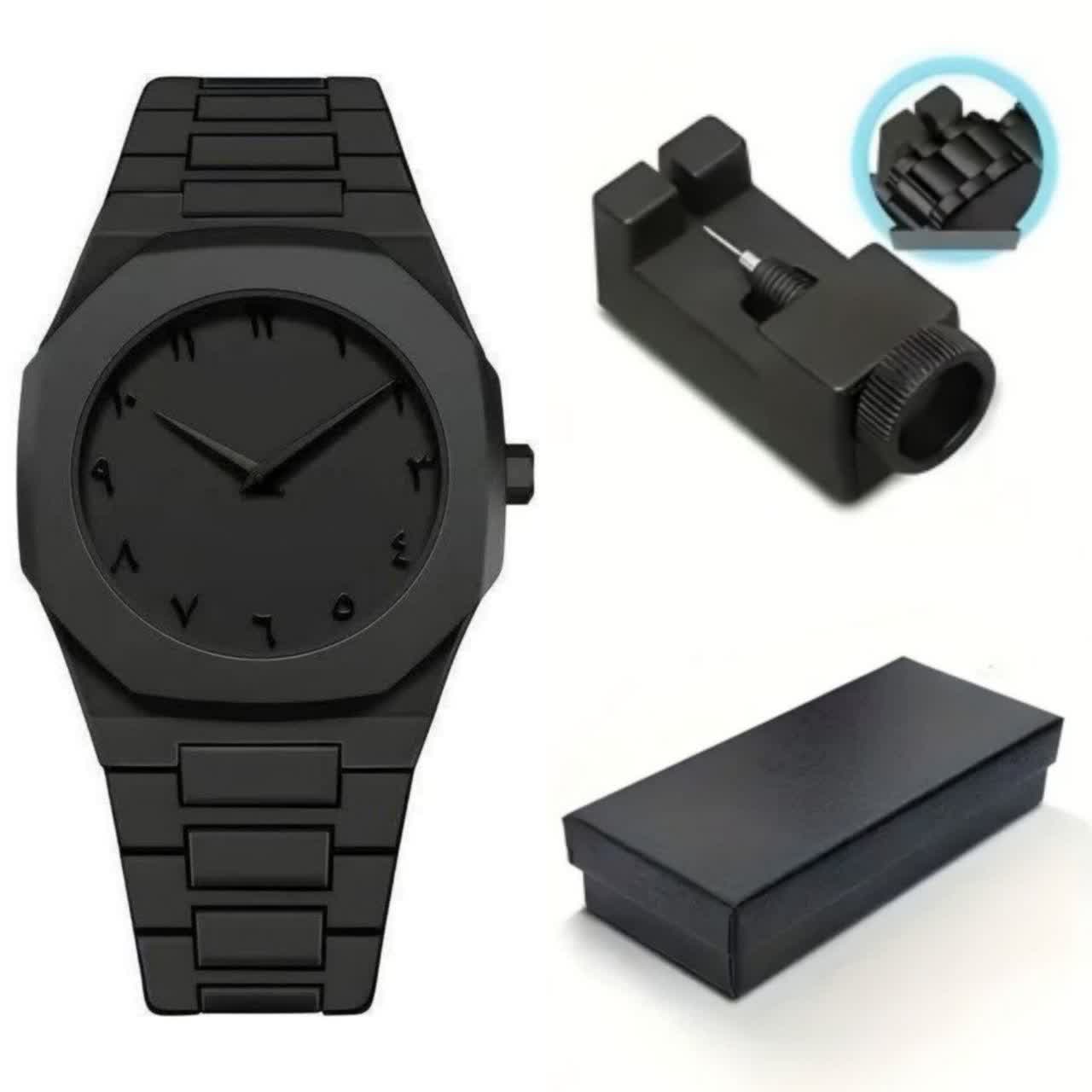 ساعت مچي مردانه دارک واچ بند کربني +بند کوتاه کن + جعبه