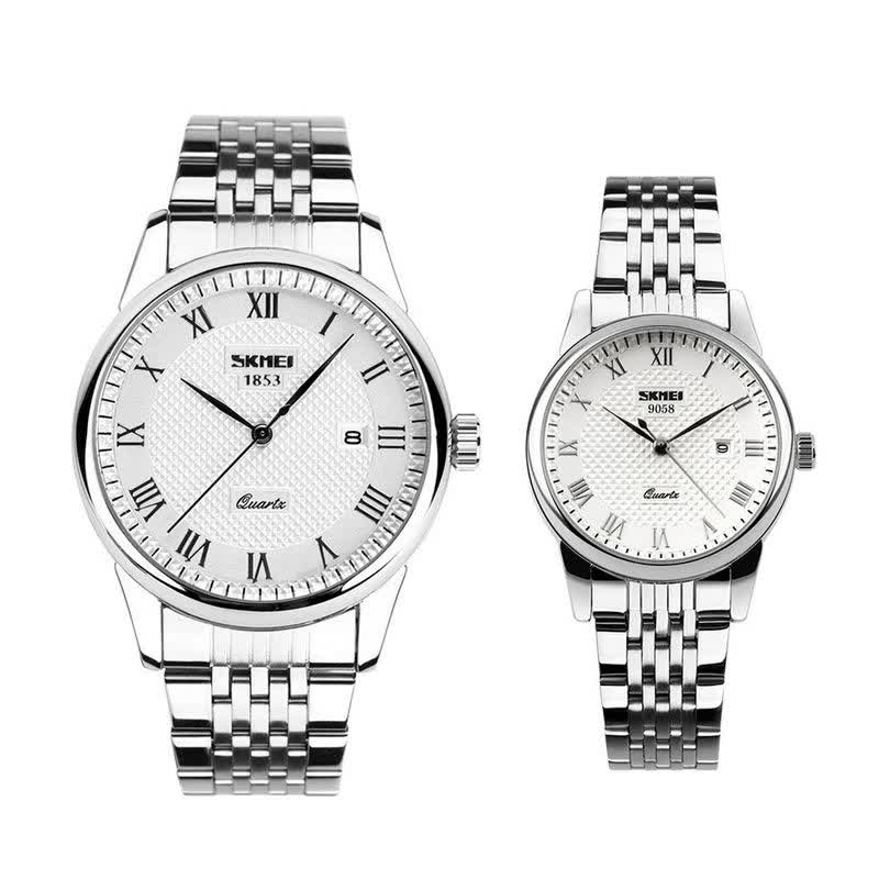 ست ساعت مچي زنانه و مردانه اسکمي SKMEI مدل 9058 استيل