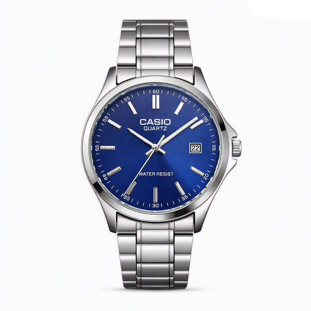 ساعت مچی مردانه کاسيو CASIO موتور ژاپن  صفحه آبی مدل p4 + جعبه