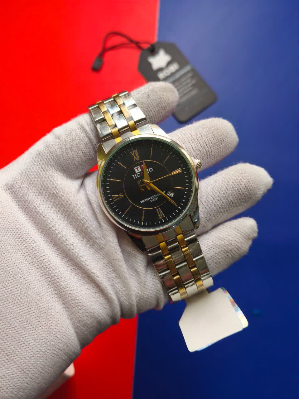 ساعت مچي مردانه تيکارتو طرح کرنو TICARTO اورجينال صفحه مشکي