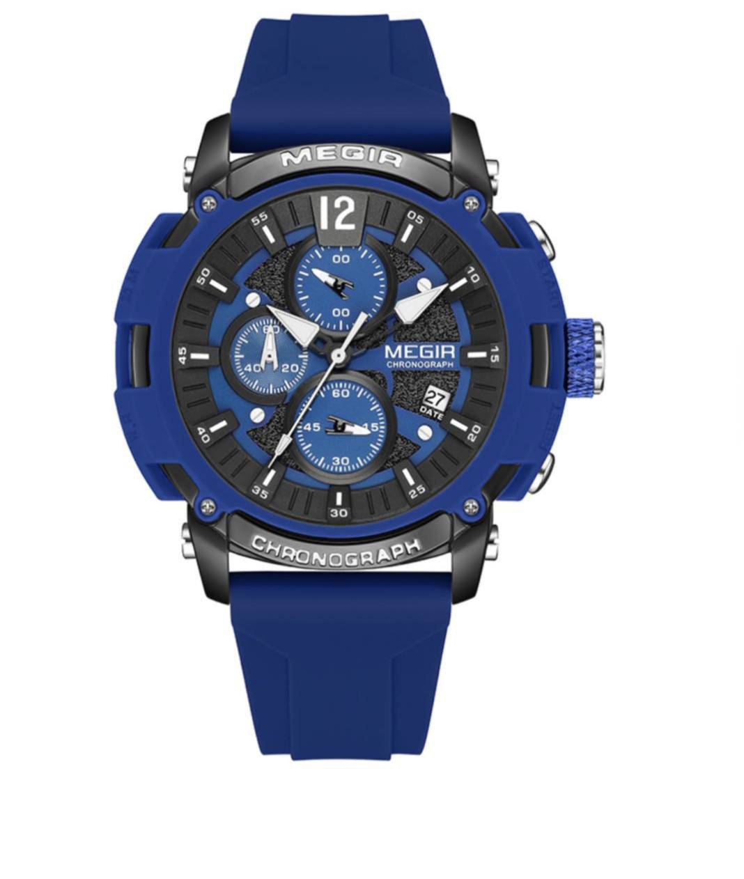 ساعت مچی کرنوگراف سه موتوره مردانه مگیر Megir مدل MN2208G-BEBE-1N2 بند رابر