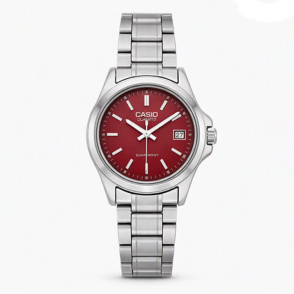 ساعت مچی زنانه کاسيو CASIO موتور ژاپن صفحه سرخ کد c38 + جعبه