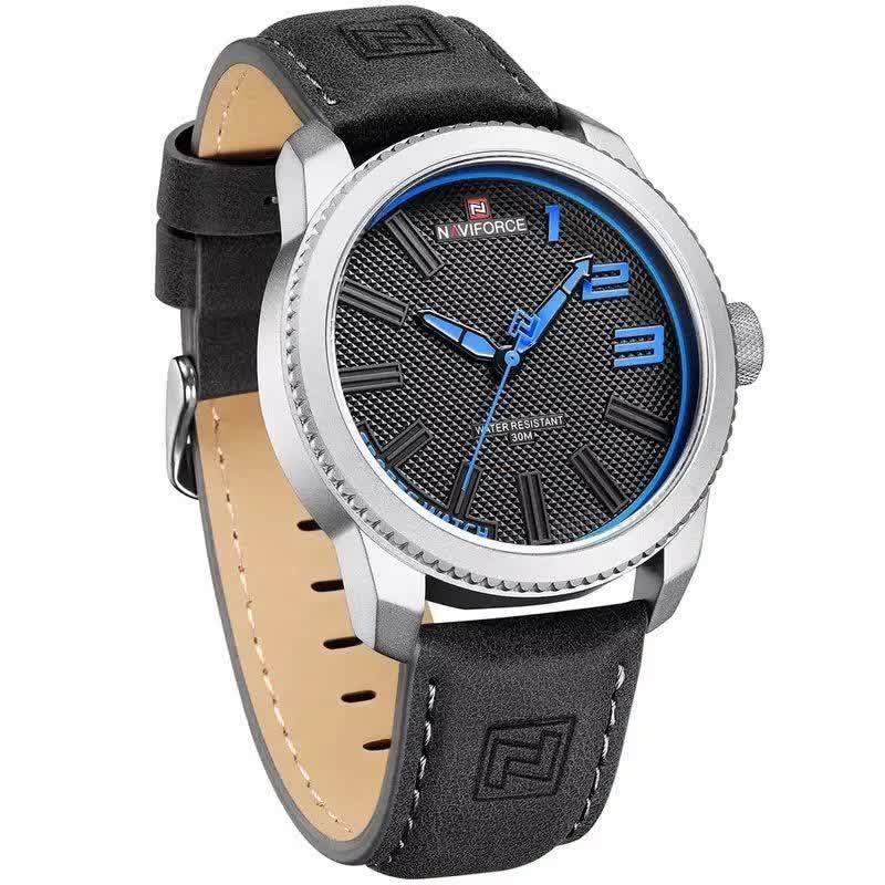 ساعت مچی مردانه نیوی فورس NAVIFORCE مدل nf9092 ژاپنی بند چرم مشکی