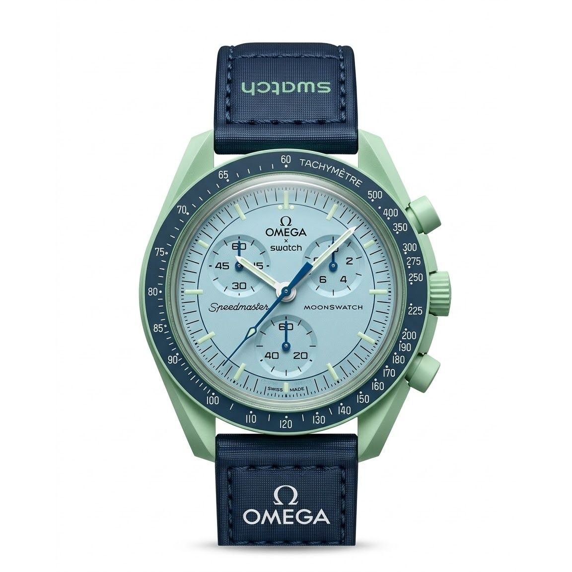 ساعت مچی مردانه سه موتوره اُمگا سواچ OMEGA Swatch سرمه ای آبی