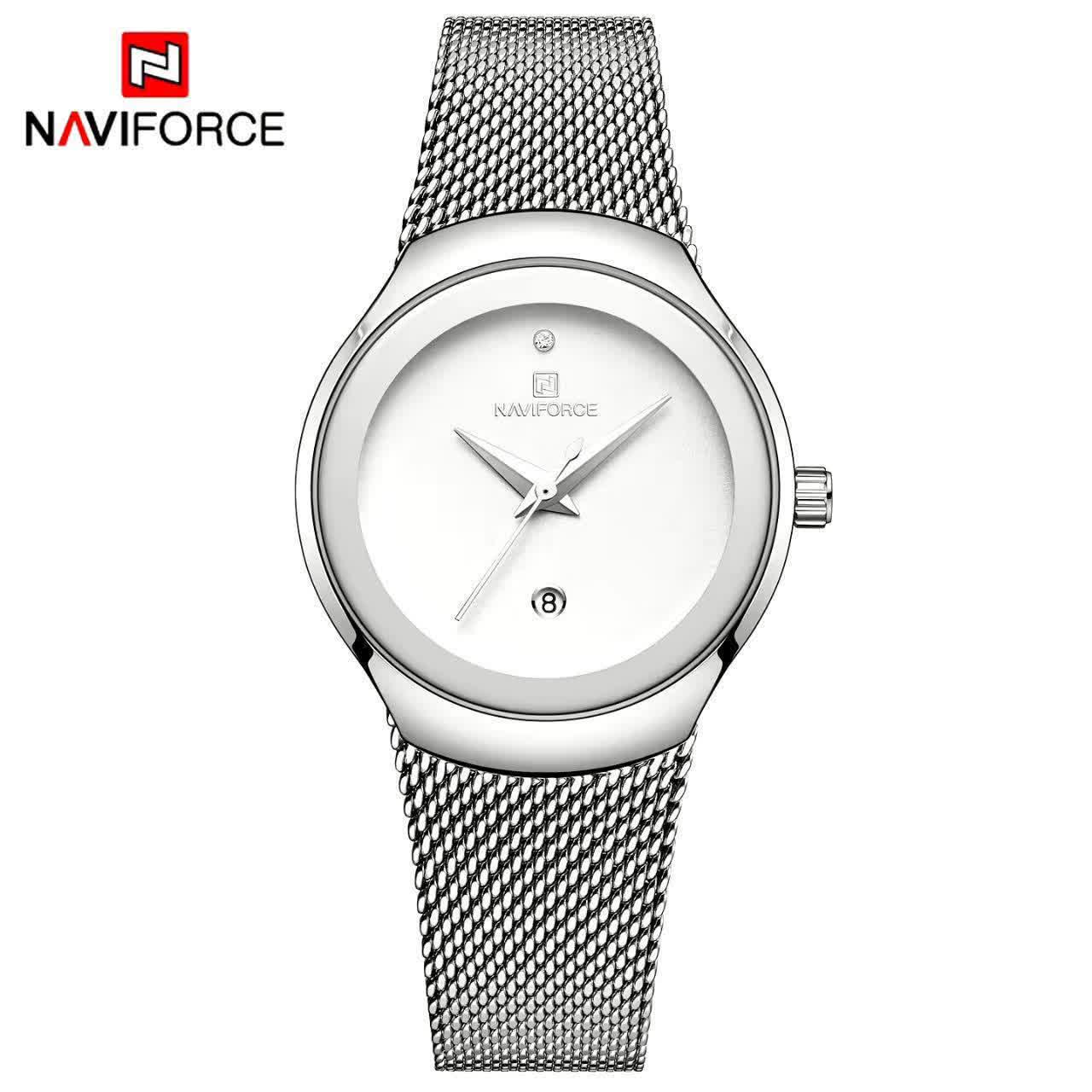 ساعت مچی عقربه ای زنانه نیوی فورس NAVIFORCE مدل Nf5004 نقره ای