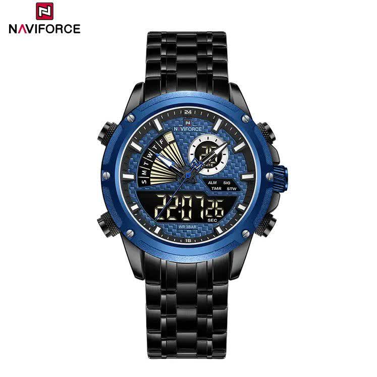 ساعت مچی مردانه عقربه ای و ديجيتال نيوی فورس NAVIFORCE مدل NF9205 موتور ژاپن مشکی