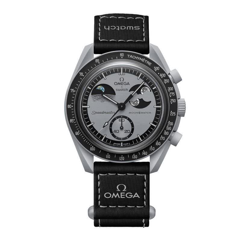 ساعت مچی مردانه سه موتوره اُمگا سواچ OMEGA Swatch طوسی مشکی