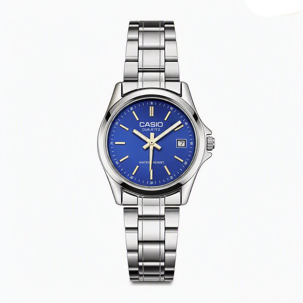 ساعت مچی زنانه کاسيو CASIO موتور ژاپن  صفحه آبی مدل p6 + جعبه