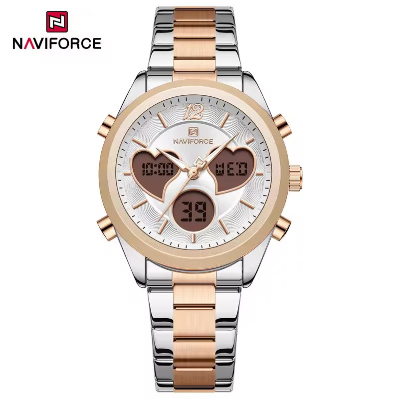 ساعت مچی عقربه ای و دیجیتال زنانه نیوی فورس NAVIFORCE مدل Nf5045s سه موتوره