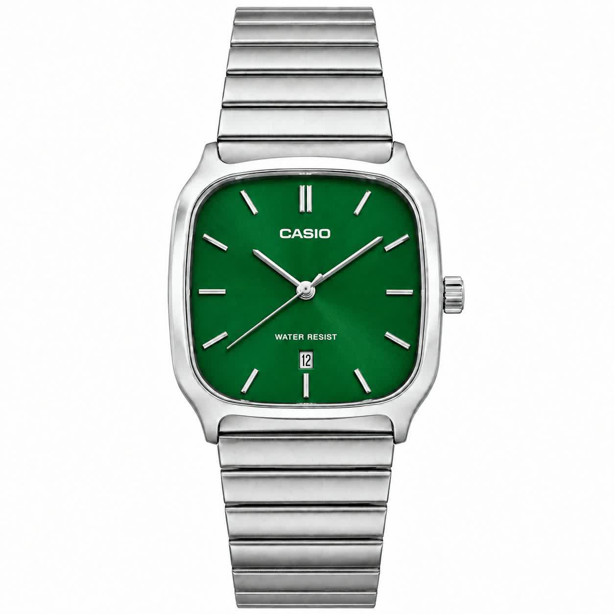 ساعت مچی مردانه کاسیو اولدمانی تری AAA CASIO موتور ژاپنی صفحه سبز + فول پک