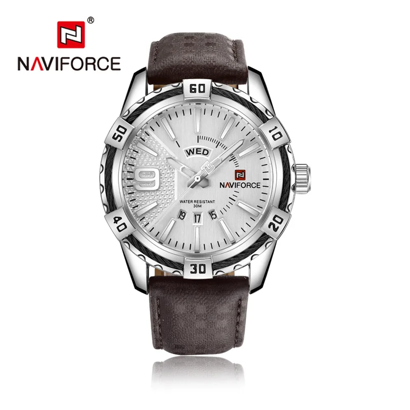 ساعت مچی عقربه ای مردانه نیوی فورس NAVIFORCE مدل Nf9117L بند چرمی
