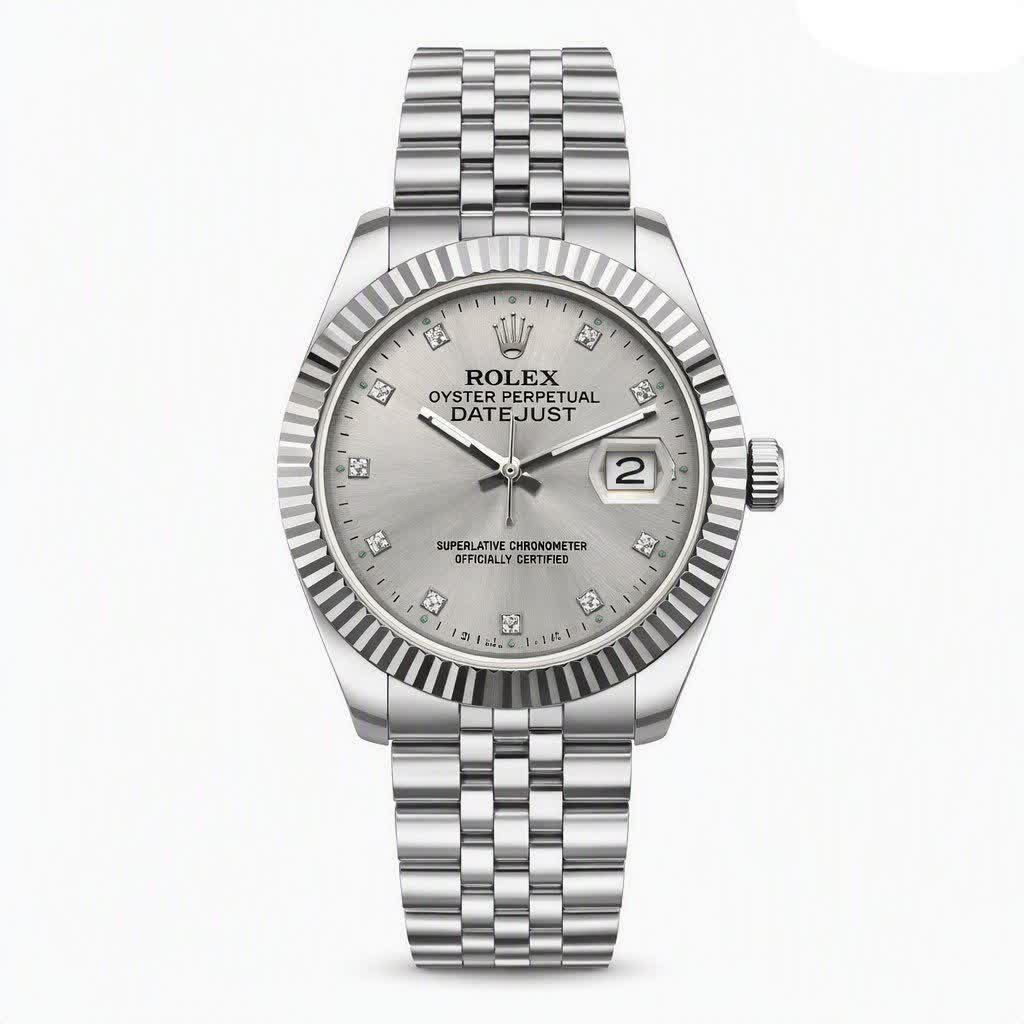 ساعت مچی مردانه رولکس ديت جاست ROLEX نقره ای طوسی