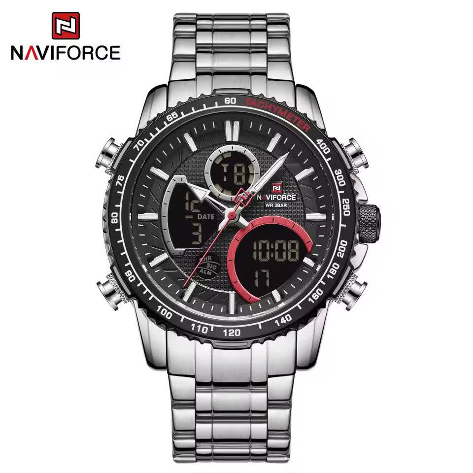 ساعت مچی مردانه نيوی فورس NAVIFORCE مدل Nf9182 موتور ژاپنی صفحه مشکی