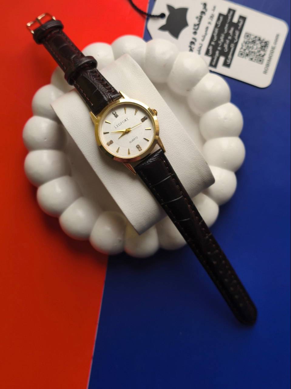ساعت مچي زنانه لدفورت LEDFORT بند چرمي صفحه گرد