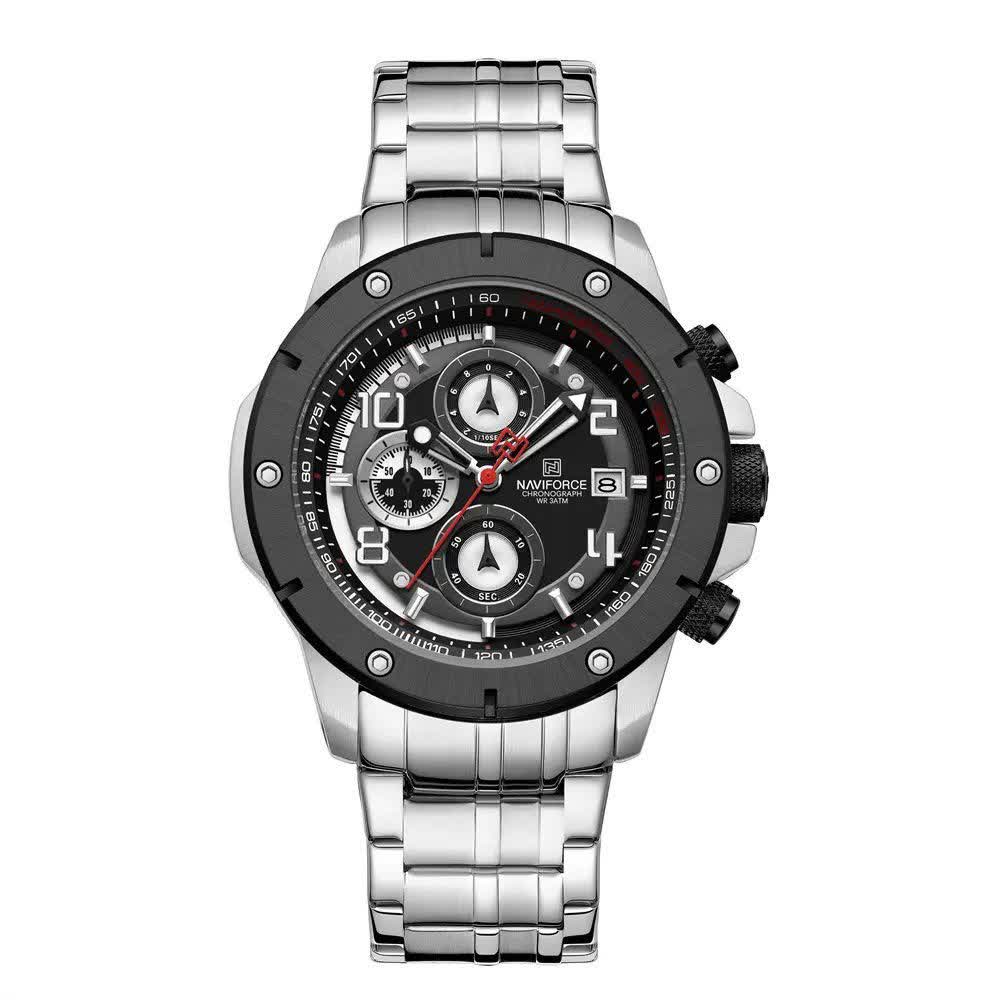 ساعت مچي کرنوگراف مردانه نيوي فورس NAVIFIRCE مدل Nf8056 موتور ژاپني استيل