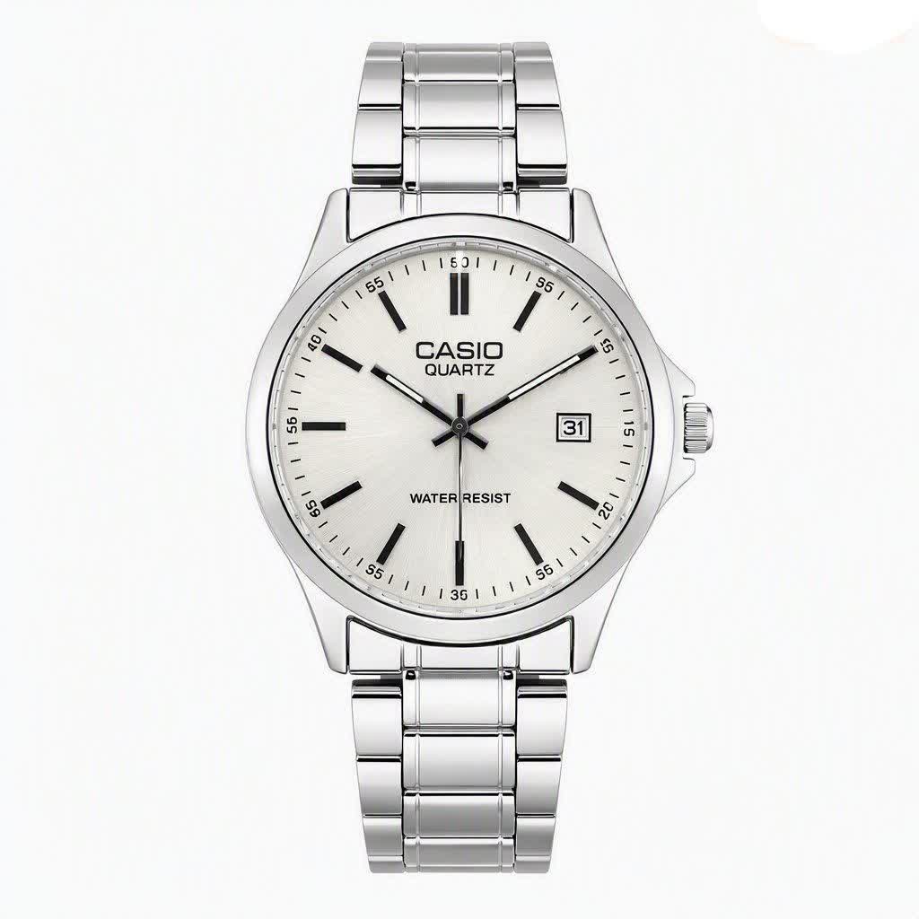 ساعت مچی مردانه کاسيو CASIO موتور ژاپن   صفحه سفيد مدل p1 + جعبه
