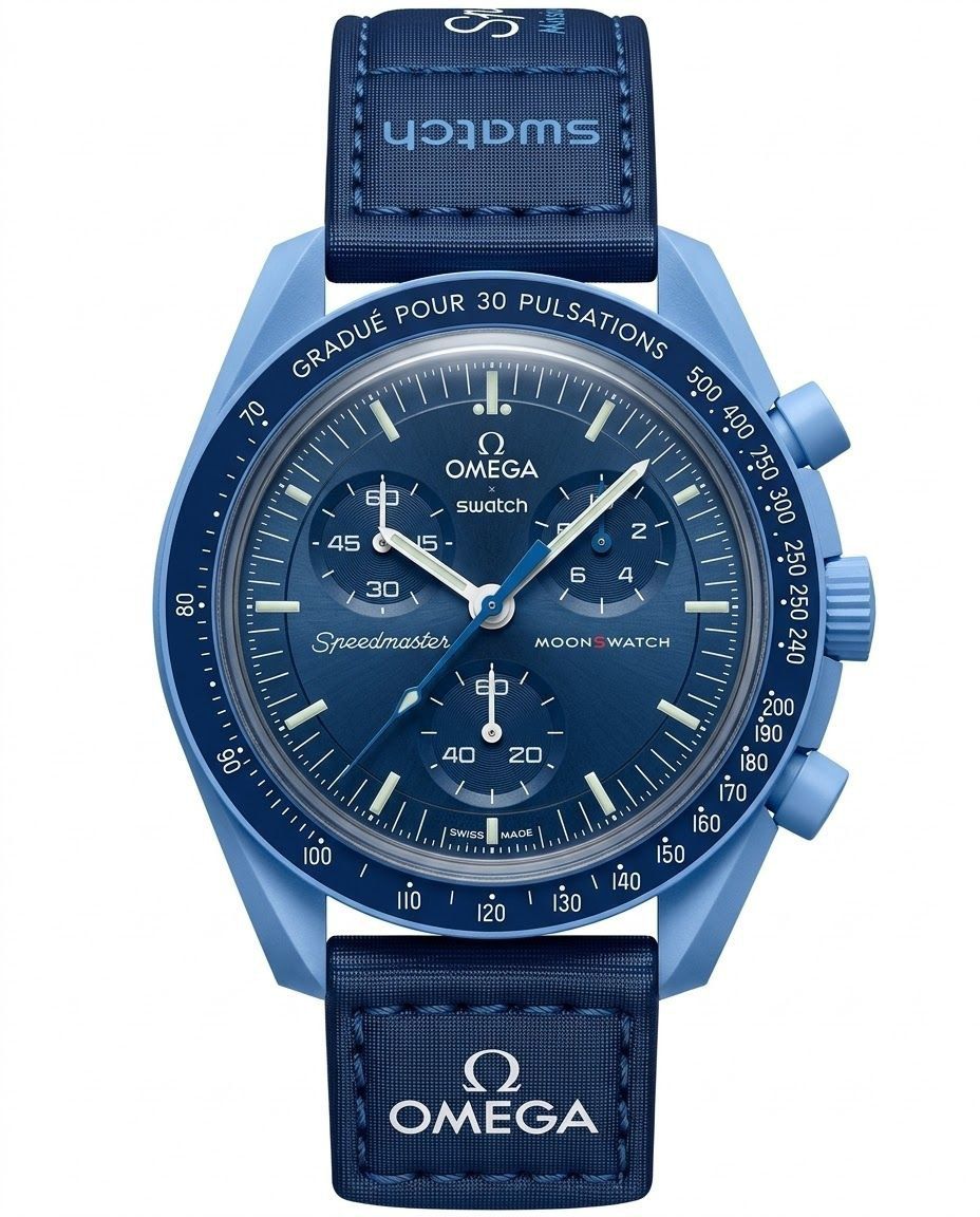 ساعت مچی مردانه سه موتوره اُمگا سواچ OMEGA Swatch سرمه ای مشکی