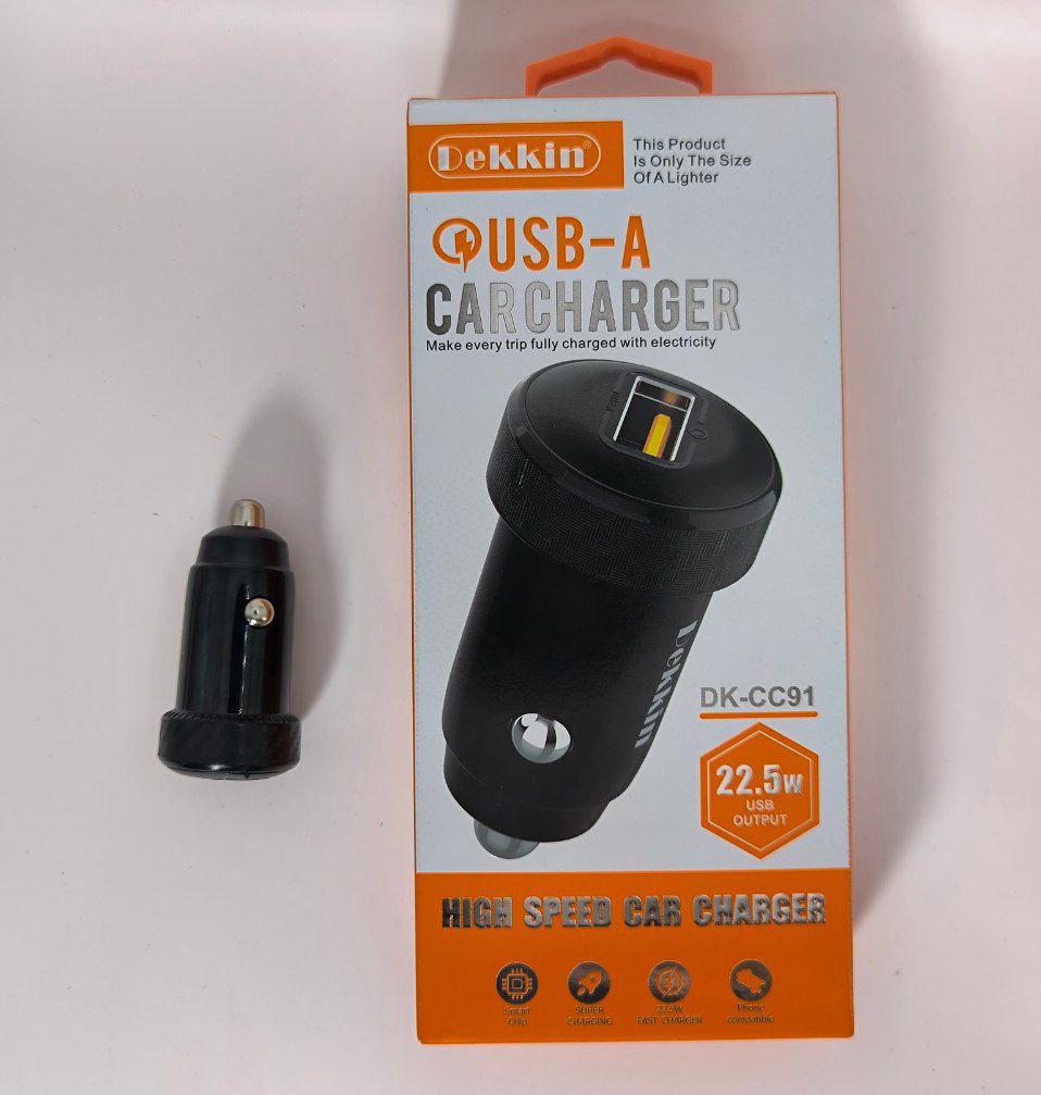 شارژر فندکی خودرو تک پورت برند دکین Dekkin