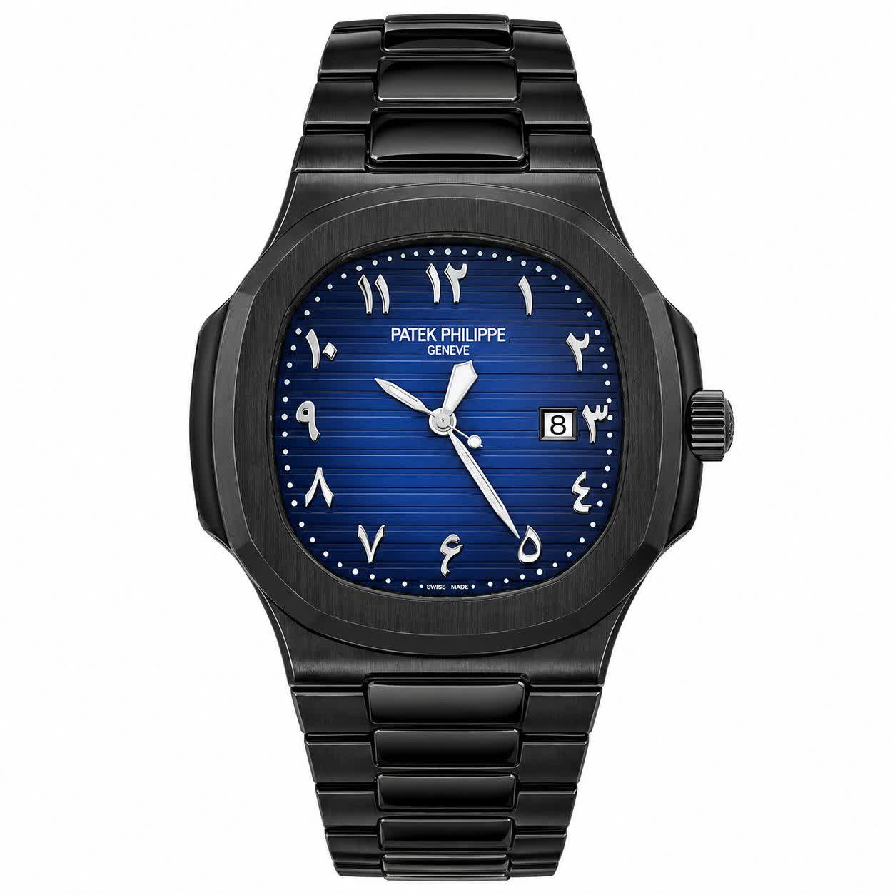 ساعت مچی عقربه ای مردانه پتک فیلیپ PATEKPHILIPPE صفحه سرمه ای + گارانتی + فول پک m3