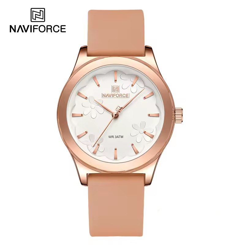 ساعت مچی عقربه ای زنانه نیوی فورس NAVIFORCE مدل Nf5051 بند سیلیکونی