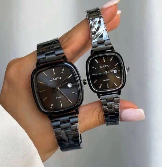 ست ساعت مچي زنانه و مردانه کاسيو اولدماني CASIO صفحه فول بلک ژاپني
