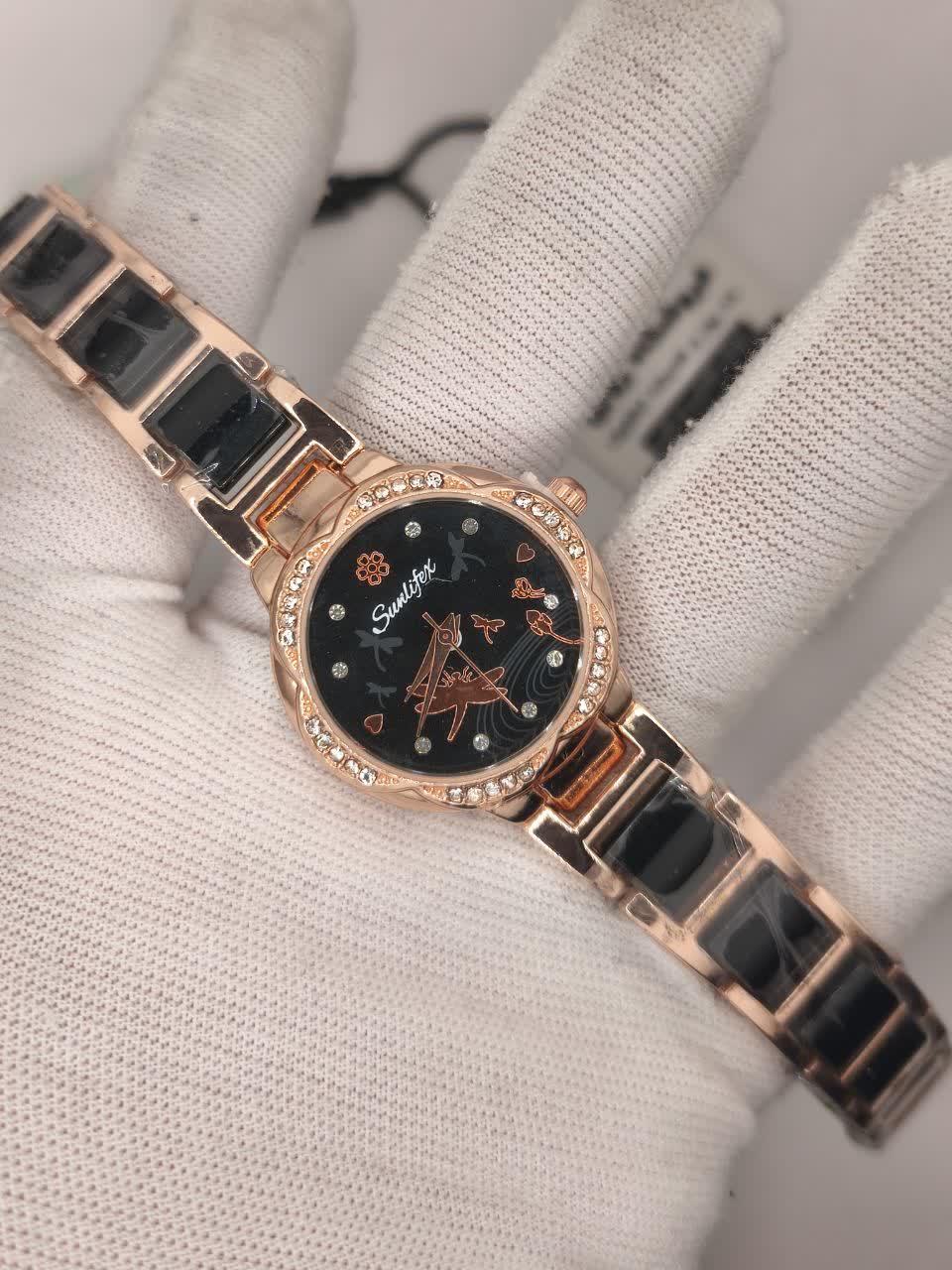 ساعت مچي زنانه بند سراميکي صفحه نگيني برند سونلي فکس