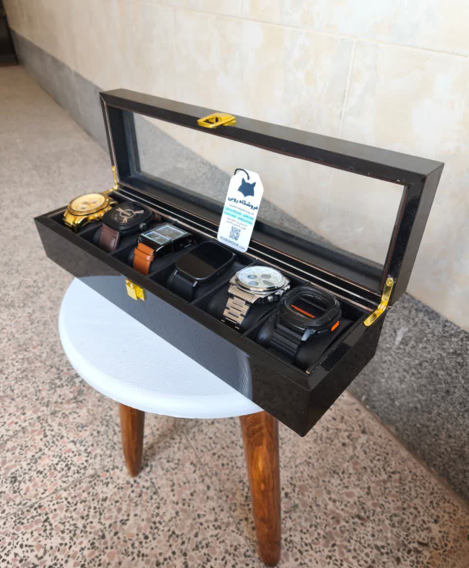 جعبه ساعت 6 خانه هايگلس لوکس ويتريني يا کلکسيوني مشکي