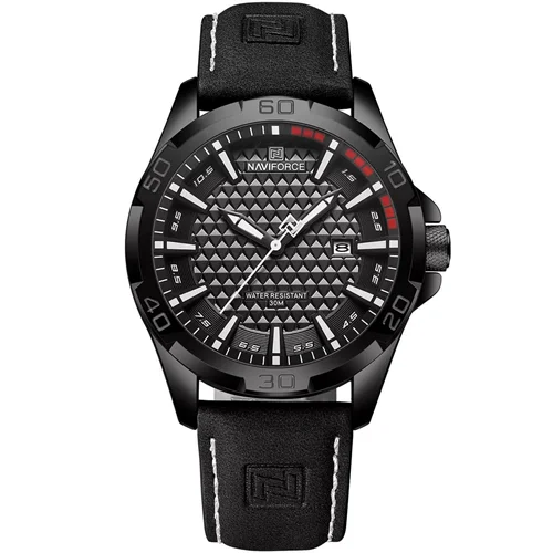 ساعت مچی عقربه ای مردانه نیوی فورس NAVIFORCE مدل Nf8023 بند چرمی(عقربه سفید)