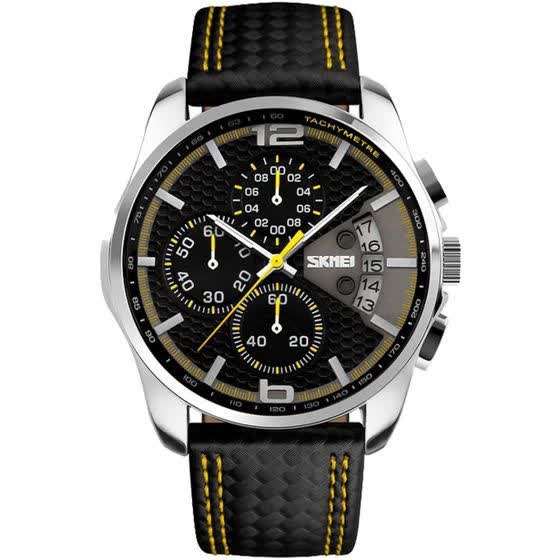ساعت مچي کرنوگراف مردانه اسکمي مدل SKMEI 9106 اورجينال چرمي