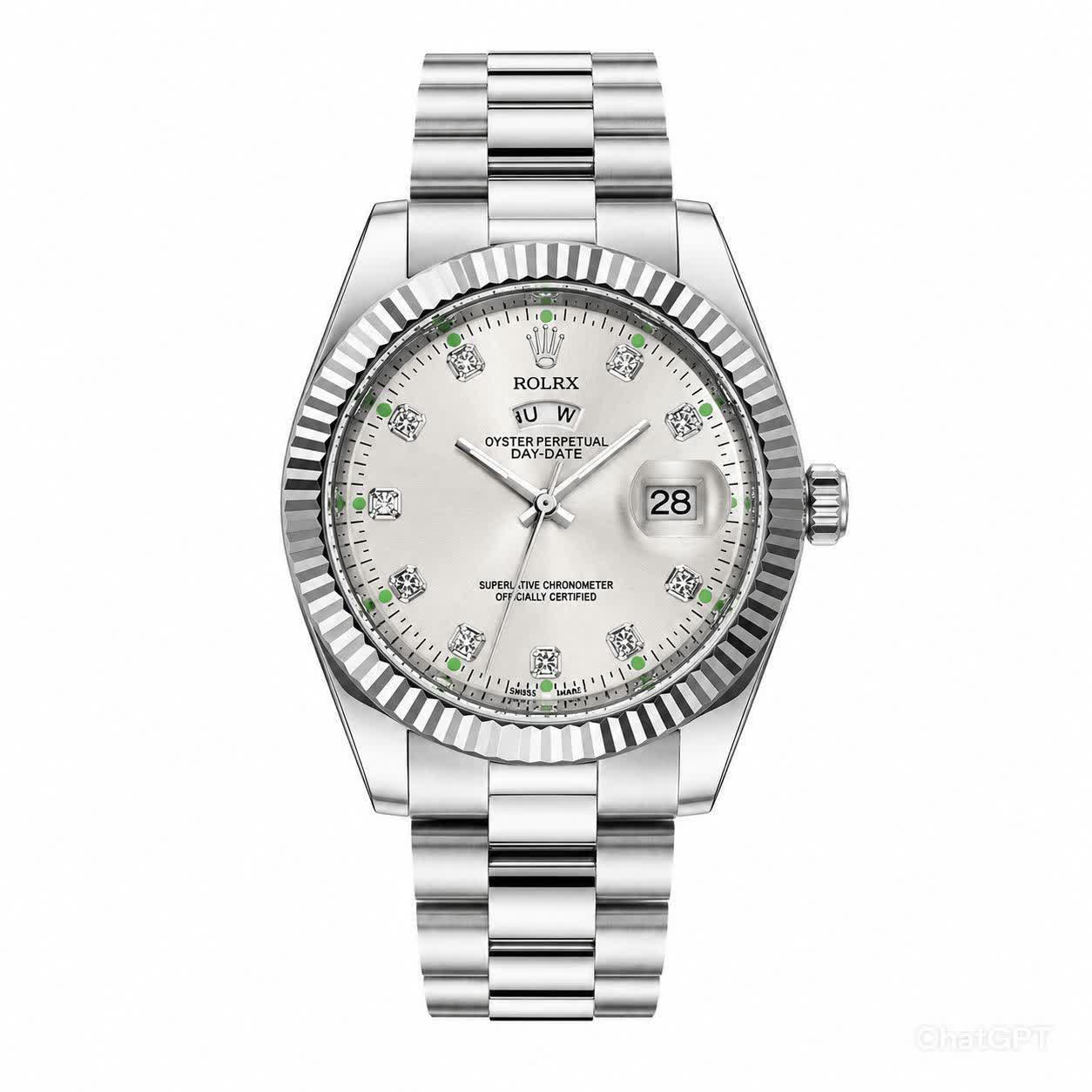 ساعت مچی مردانه رولکس ROLEX دو تقويمه رگه نقره ای سفيد