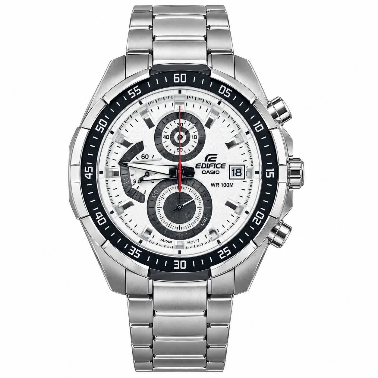 ساعت مچی سه موتوره مردانه کاسیو ادیفایس CASIO EDIFICE صفحه سفید موتور ژاپن
