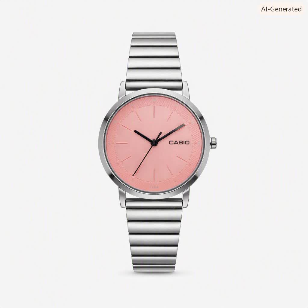 ساعت مچی زنانه کاسيو CASIO ژاپنی نقره ای صورتی مدل c5+ جعبه