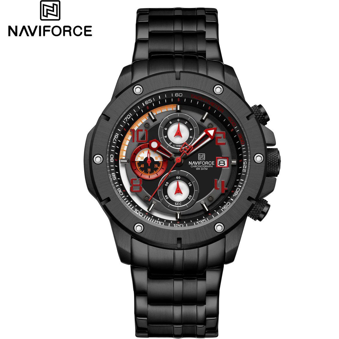 ساعت مچی نیوی فورس مردانه کرنوگراف NAVIFORCE مدل NF8056 مشکی + فول