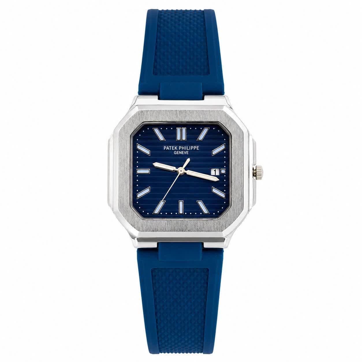 ساعت مچی عقربه ای مردانه پتک فيليپ PATEKPHILIPPE سرمه ای نقره ای مربعی