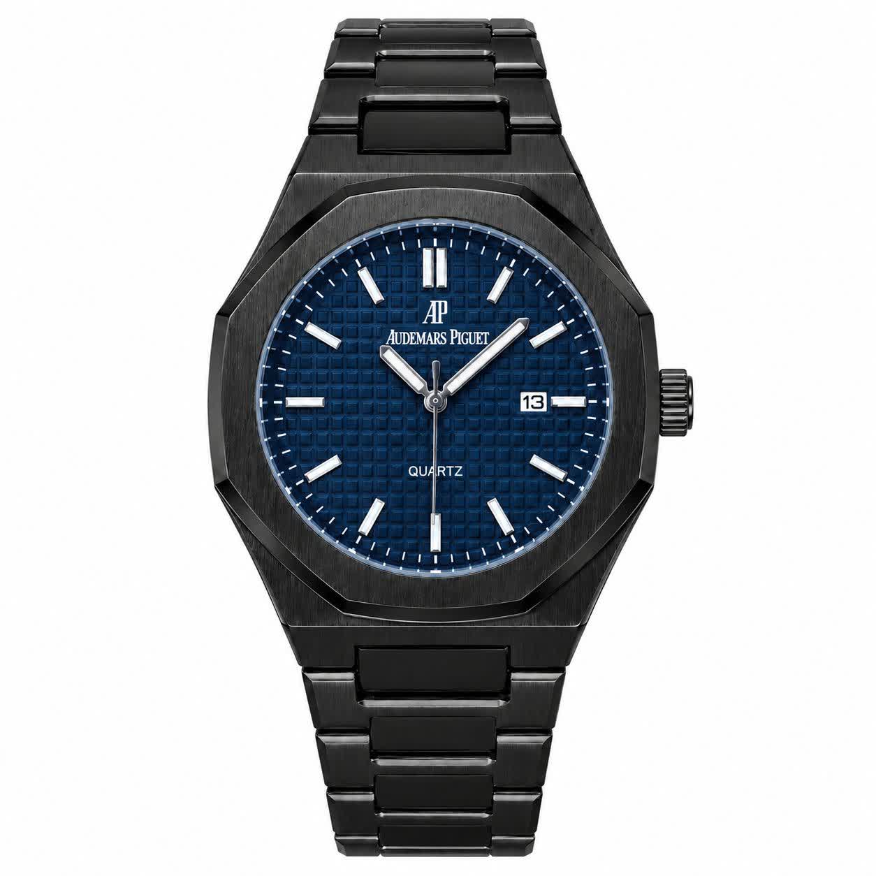 ساعت مچی عقربه ای مردانه اودمار پیگه Audemars Piguet مشکی سرمه ای + گارانتی + فول پک