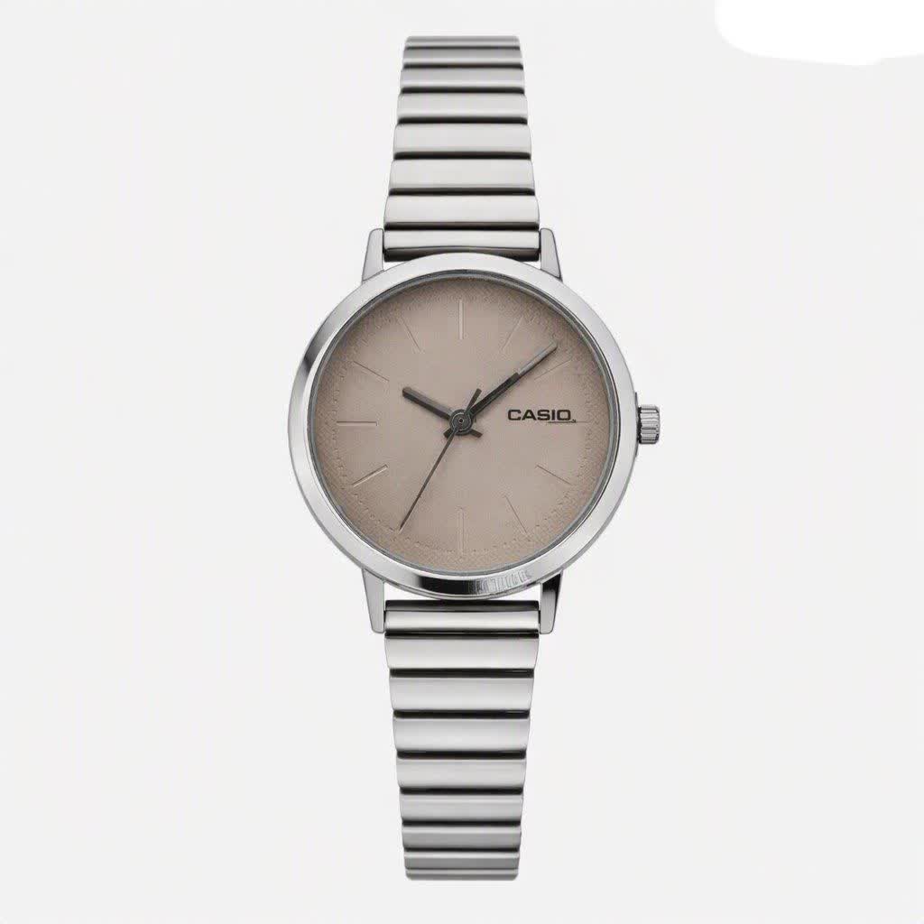 ساعت مچی زنانه کاسيو CASIO ژاپنی نقره ای طوسی  مدل c3 + جعبه