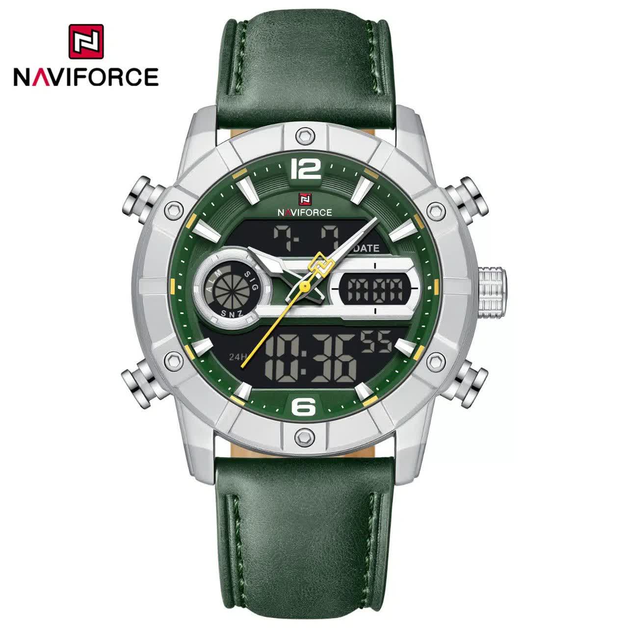 ساعت مچی نيوی فورس عقربه ای و ديجيتال مردانه NAVIFORCE مدل NF9263 بند سبز