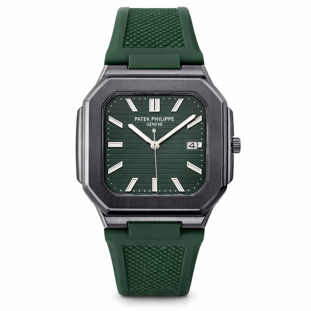ساعت مچی عقربه ای مردانه پتک فيليپ PATEKPHILIPPE سبز مشکی مربعی