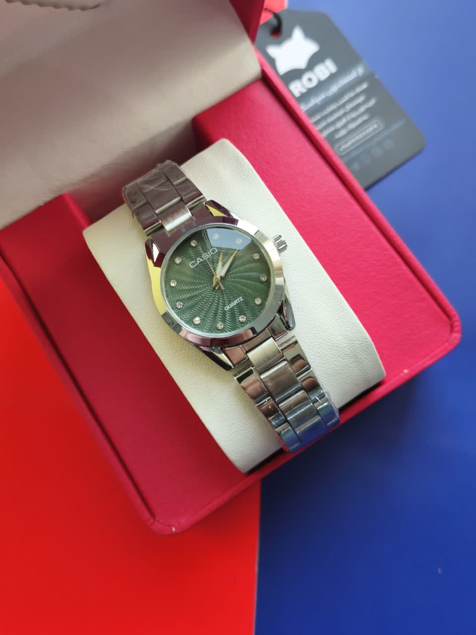 ساعت مچي دخترانه کاسيو CASIO صفحه سبز موتور ژاپني